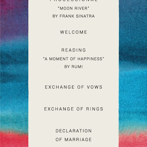 This is a sunset unique wedding programs with standard by Sumak Studio called at dusk printing on signature in standard