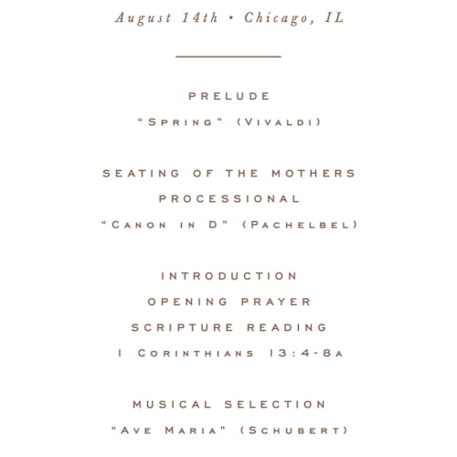 This is a pearl unique wedding programs with standard by Hooray Creative called luxe script printing on signature in standard
