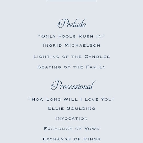 This is a powder unique wedding programs with standard by Carolyn MacLaren called modernne printing on signature in standard