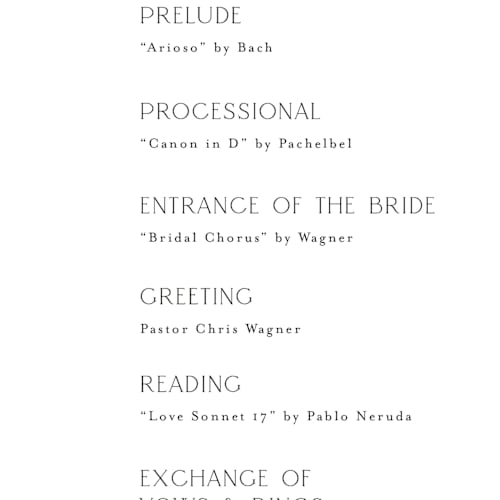 This is a pearl unique wedding programs with standard by Shirley Lin Schneider called classic chic printing on signature in standard