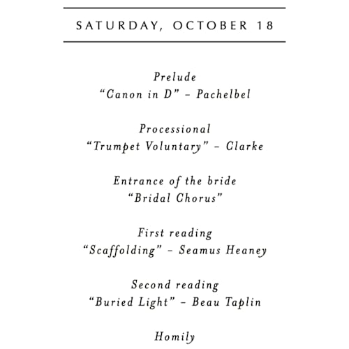 This is a onyx unique wedding programs with standard by Katherine Moynagh called belle romance printing on signature in standard