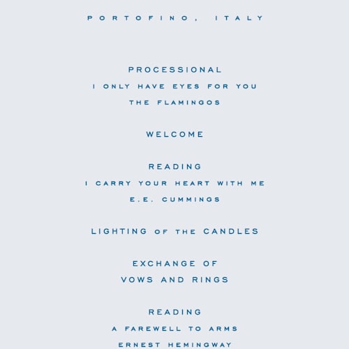 This is a ocean unique wedding programs with standard by Kelly Schmidt called riviera printing on signature in standard