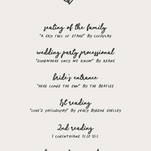 This is a ink unique wedding programs with standard by Kelly Watkins called botanical crest printing on signature in standard
