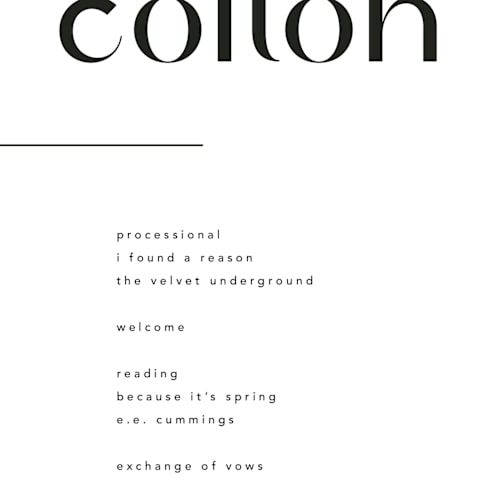 This is a ink unique wedding programs with standard by Blustery August called marcona printing on signature in standard