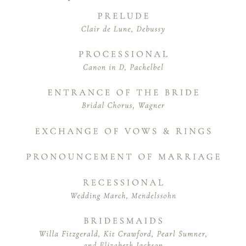 This is a forest unique wedding programs with standard by Jackie Crawford called ornate sketched frame printing on signature in standard