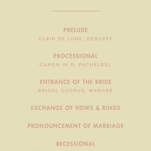 This is a salmon unique wedding programs with standard by Ellen Schlegelmilch called sienna printing on signature in standard