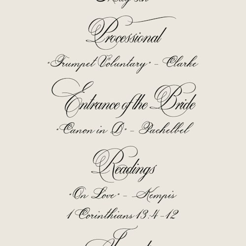 This is a night unique wedding programs with standard by Ani Somi called old fashioned printing on signature in standard