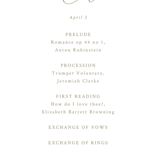 This is a peony unique wedding programs with standard by Corinne Malesic called vintage whimsy printing on signature in standard