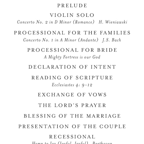 This is a tuxedo unique wedding programs with standard by Megan Davis called hepburn printing on signature in standard