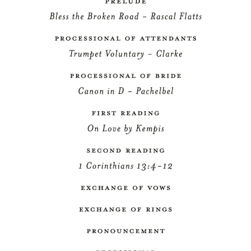 This is a cloud unique wedding programs with standard by Pine Street Creative called as if a dream printing on signature in 4x9