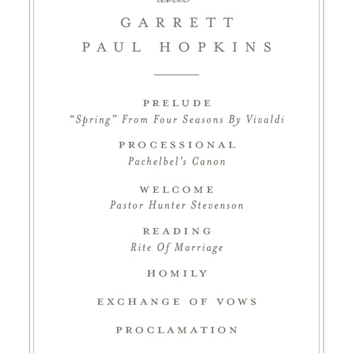 This is a cotton unique wedding programs with standard by Amy Kross called overlapping printing on signature in standard