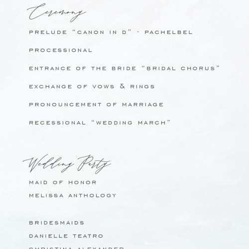 This is a sky unique wedding programs with standard by Nicoletta Savod called at sea printing on signature in standard