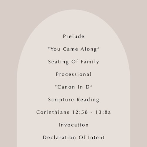 This is a stone unique wedding programs with standard by Elly called the arch printing on signature in standard