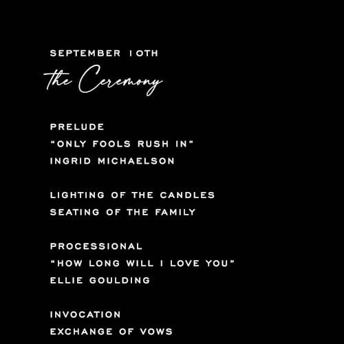 This is a pearl unique wedding programs with standard by Owl and Toad called casual printing on signature in standard