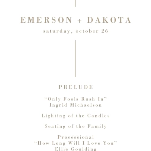 This is a toffee unique wedding programs with standard by Amanda Day called floral ampersand monogram printing on signature in standard