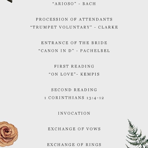 This is a moonstone unique wedding programs with standard by Cass Loh called boho chic printing on signature in standard