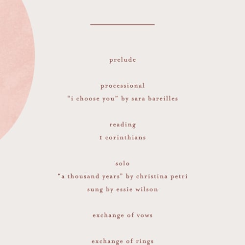 This is a coastal unique wedding programs with standard by Pixel and Hank called deconstruct printing on signature in standard