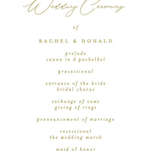 This is a greenery unique wedding programs with standard by Phrosné Barwood called floral arch printing on signature in standard
