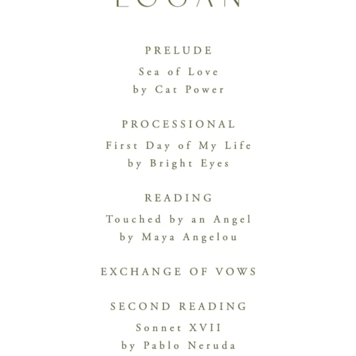 This is a citrine unique wedding programs with standard by Everett Paper Goods called fleur printing on signature in standard