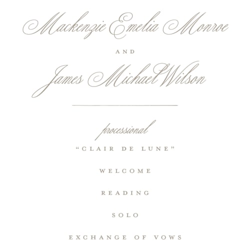 This is a chantilly unique wedding programs with standard by Wildfield Paper Co called romantic wreath printing on signature in standard