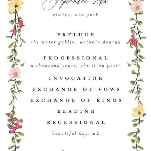 This is a tropical unique wedding programs with standard by Susan Moyal called forest flowers printing on signature in standard