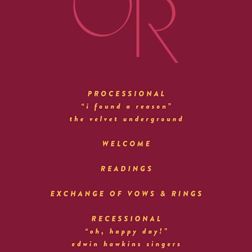 This is a caliente unique wedding programs with standard by Owl and Toad called amor printing on signature in standard