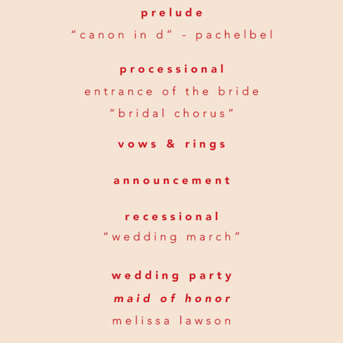 This is a blossom unique wedding programs with standard by Hudson meet Rose called unity printing on signature in standard