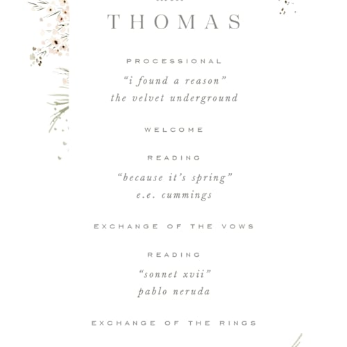 This is a porcelain unique wedding programs with standard by Leah Bisch called grace printing on signature in standard