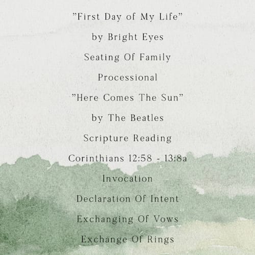 This is a meadow unique wedding programs with standard by Elly called the vow printing on signature in standard