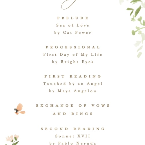 This is a toffee unique wedding programs with standard by Everett Paper Goods called brynn printing on signature in 4x9