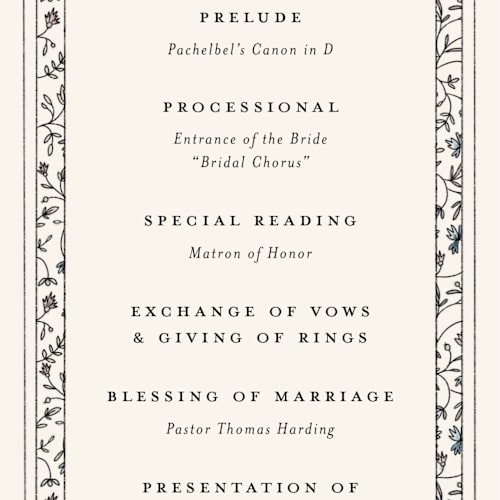 This is a almond unique wedding programs with standard by Stephanie Hawkes called hansen printing on signature in standard