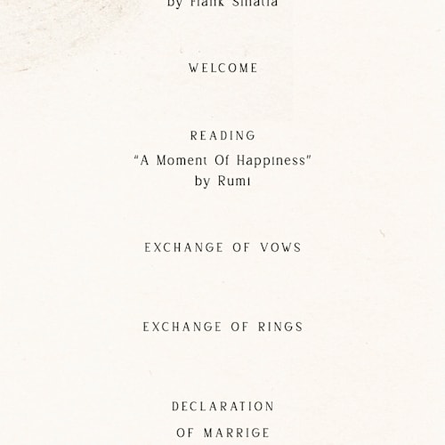 This is a sand unique wedding programs with standard by Sumak Studio called gentleness printing on signature in standard