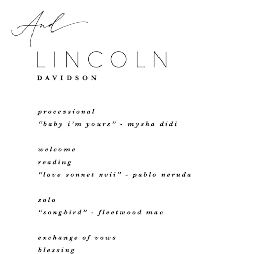 This is a tuxedo unique wedding programs with standard by Kate Ahn called paire printing on signature in 4x9