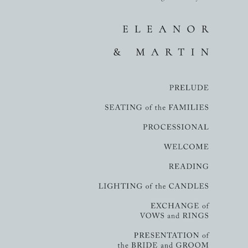 This is a sky unique wedding programs with standard by Kelly Schmidt called corner printing on signature in standard