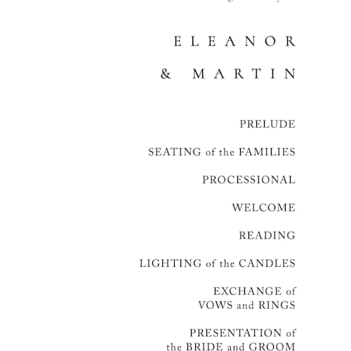 This is a silk unique wedding programs with standard by Kelly Schmidt called corner printing on signature in 4x9