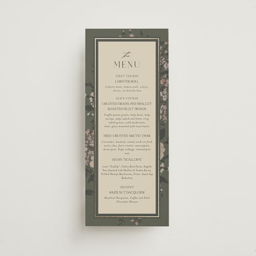 This is a thyme menu cards with foil pressed by Itsy Belle Studio called madison printing on signature in 4x9