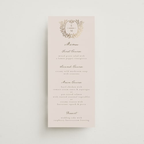 This is a vanilla menu cards with foil pressed by Petra Kern called manuet printing on signature in 4x9