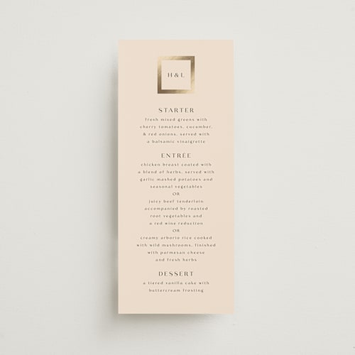This is a latte menu cards with foil pressed by Stacy Maalouf called framed photo printing on signature in 4x9
