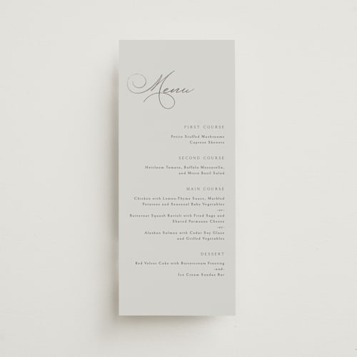 This is a stone menu cards with foil pressed by Kaydi Bishop called eternal printing on signature in 4x9