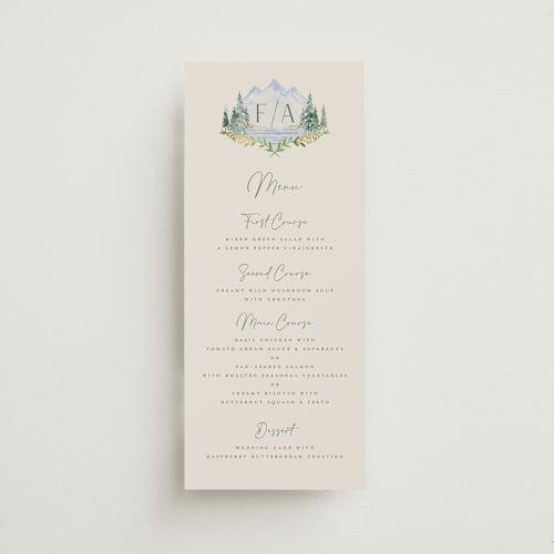 This is a summer menu cards with standard by Petra Kern called miniature mountainscape printing on signature in 4x9