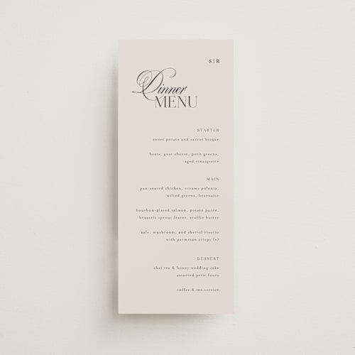 This is a ivory menu cards with standard by Melanie Kosuge called sibonie printing on signature in 4x9