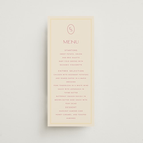 This is a lemon menu cards with standard by Ellen Schlegelmilch called palmetto printing on signature in 4x9