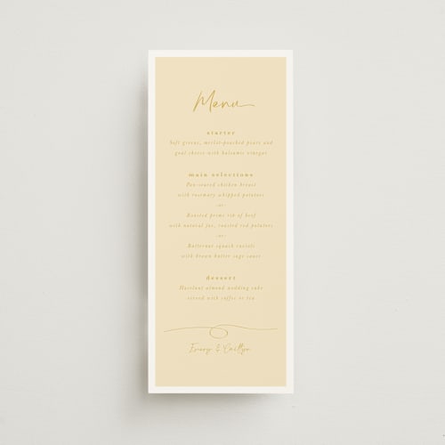 This is a honey menu cards with standard by Adelyn T. called ink scribble printing on signature in 4x9