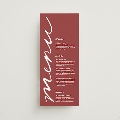 This is a wine menu cards with standard by Inkblot Design called hand in hand printing on signature in standard