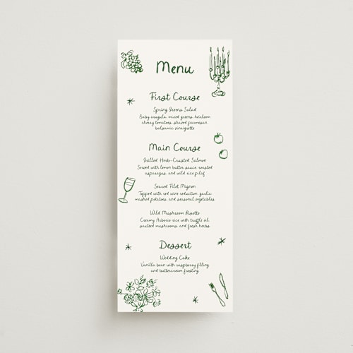 This is a forest menu cards with standard by Cass Loh called inky printing on signature in 4x9