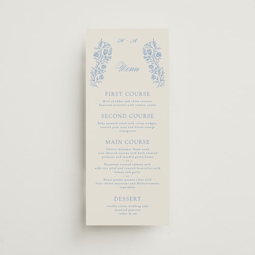 This is a sky menu cards with standard by Dana Duricekova called florals printing on signature in 4x9