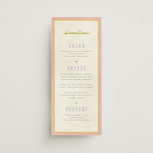 This is a island citrus menu cards with standard by Pixel and Hank called coastal drift printing on signature in 4x9