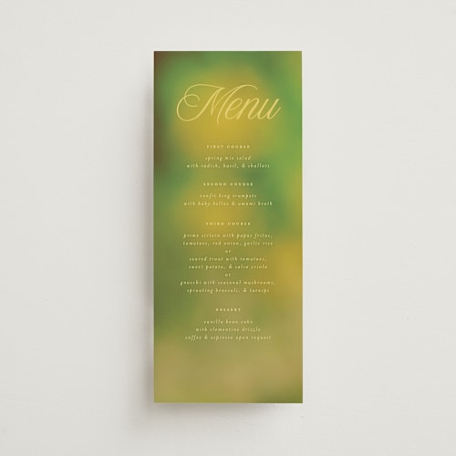 This is a island citrus menu cards with standard by Morgan Kendall called bloom printing on signature in 4x9
