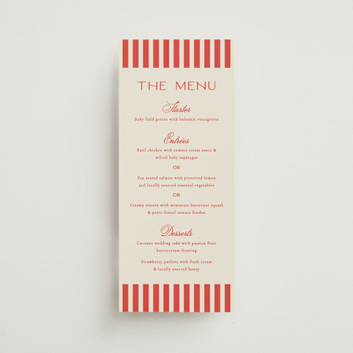 This is a lobster menu cards with standard by Jackie Crawford called kitty hawk printing on signature in 4x9