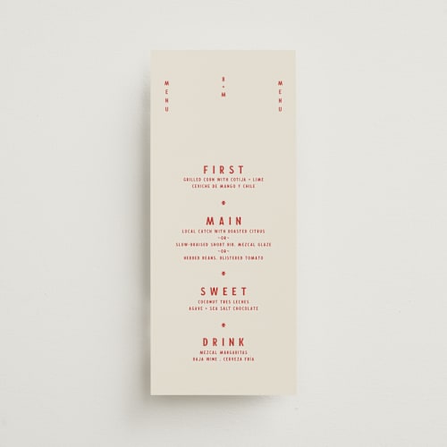 This is a sierra menu cards with standard by Ani Somi called coyota printing on signature in 4x9